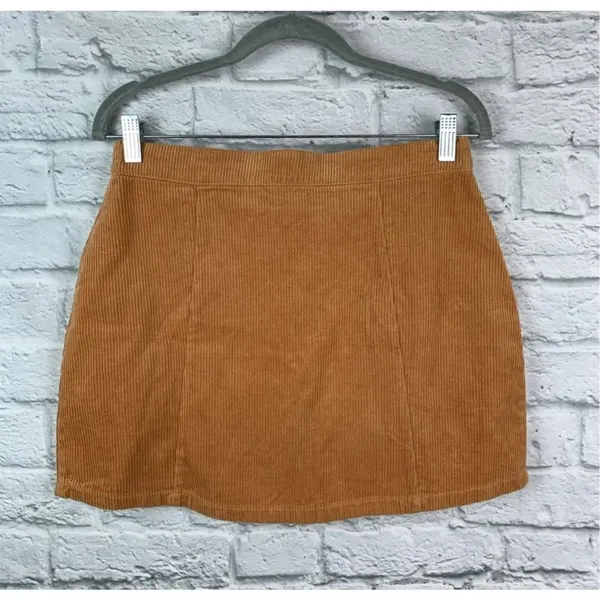 Womens Rue 21 Camel Ribbed Corduroy Button Down Mini Skirt - Sz M - Image 3