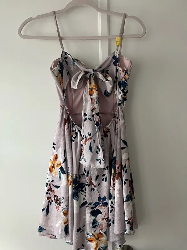 Windsor Lilac/Light Purple Floral Tie-Back Bow Mini Dress - Image 6