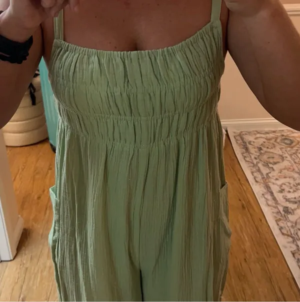 green linen romper  - Image 4