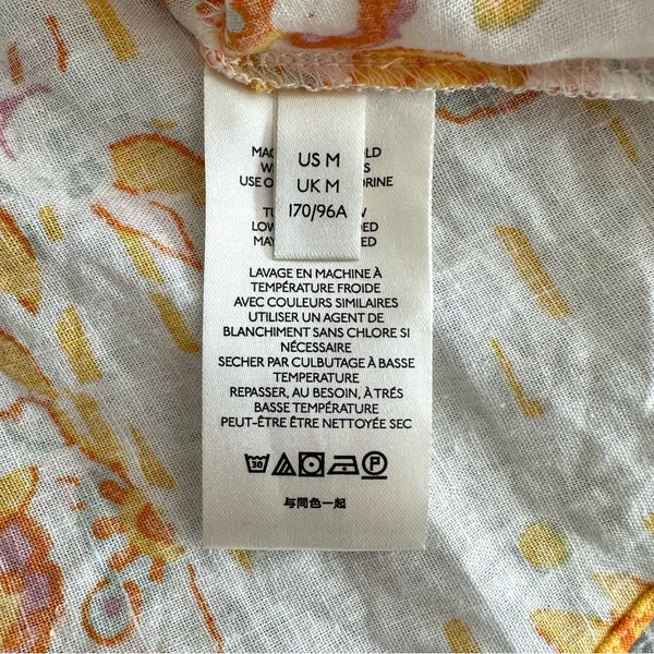 Free People Summer In Tulum Linen Mini Dress Tunic Ivory Floral Size M - Image 9