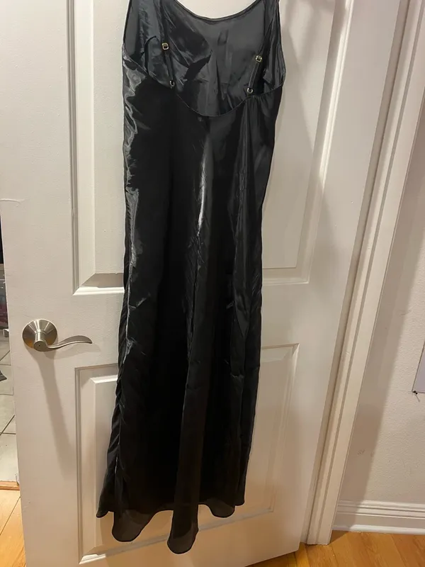 Victoria's Secret Black Satin Slip Dress with Adjustable Straps - Image 4