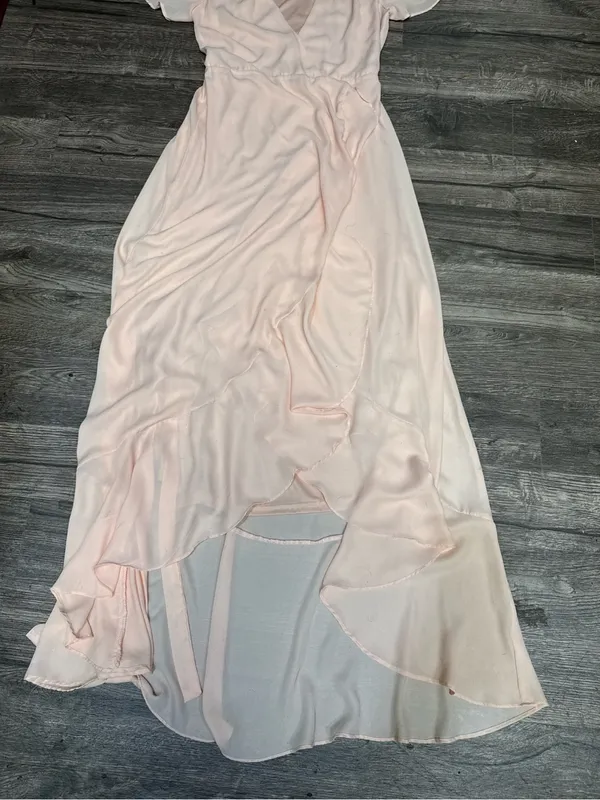 Lulus Blush Pink Ruffle Wrap Maxi Dress XS Flutter Sleeve Wedding Guest - Image 6