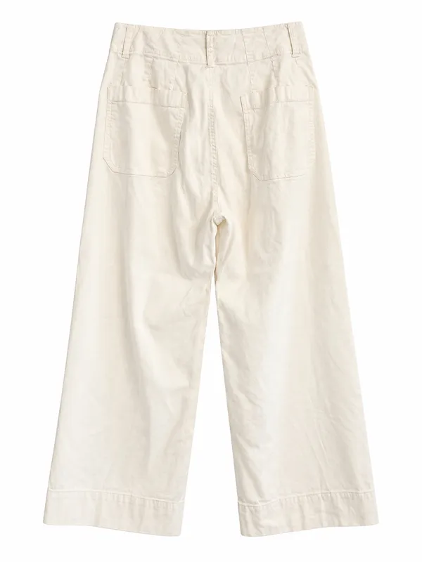 Anthropologie Maeve Colette Pants Womens 29 White Wide Leg Cropped - Image 3