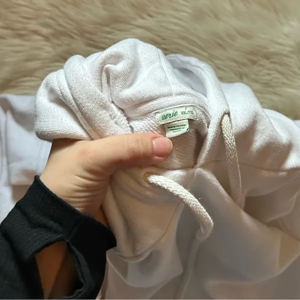 AERIE White Oversized Pullover Hoodie - Image 4