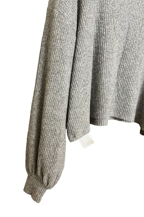 Hollister Gray Sweatshirt Drop Shoulder Long Sleeves Top - Image 3