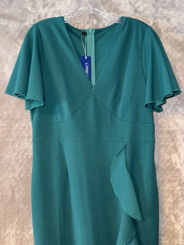Carrotmob Women's V-Neck Flutter Sleeve Ruffle Hem Mermaid Dress, Size L - Image 2