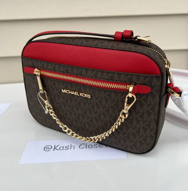 Michael Kors Jet Set Item Large EW Zip Chain Crossbody Bag -Flame - Image 4