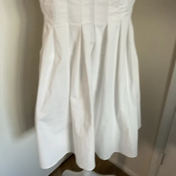 Commense White Strapless Mini Dress Large L Cotton Blend Structured Minimalist - Image 5