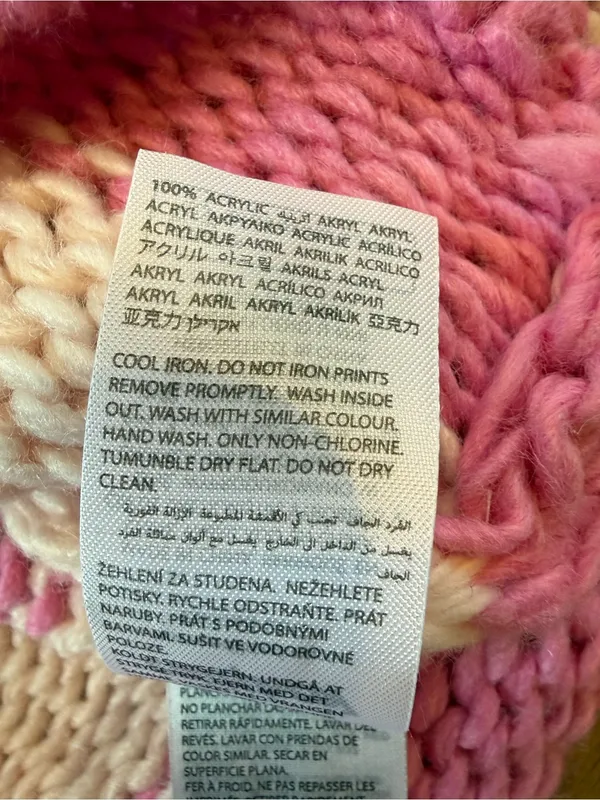 Edikted Pink and Cream Striped Cropped Crew Sweater - Image 4