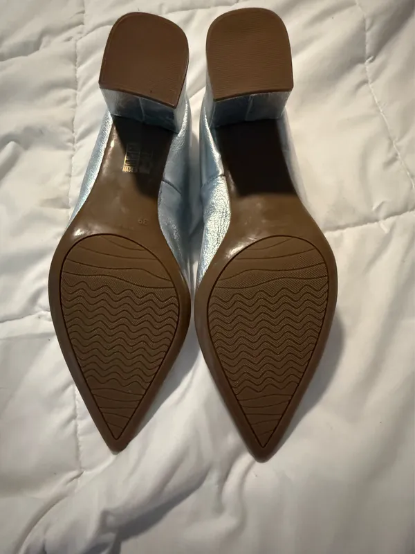 Elodie silver block pointy toe heels - Image 5