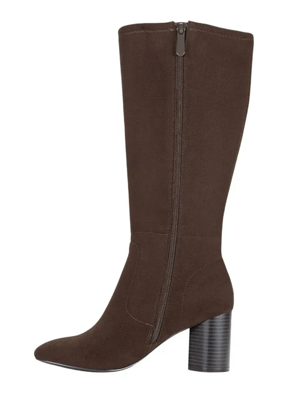 Style & Co. Brysonn Round Toe Boots Block Heel Faux Suede Dark Roast Brown 7.5M - Image 16