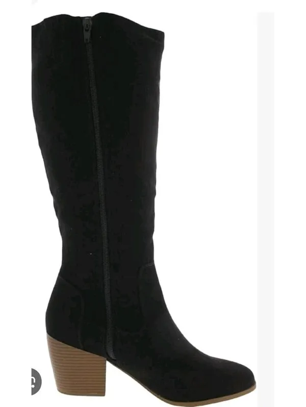 Womens Faux Suede Mid Calf Knee Boots Black Size 11 Preppy Minimalist Fall NEW - Image 3