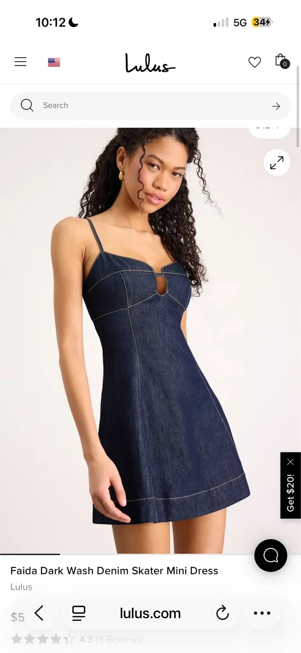 Faida Dark Wash Denim Skater Mini Dress - Image 3
