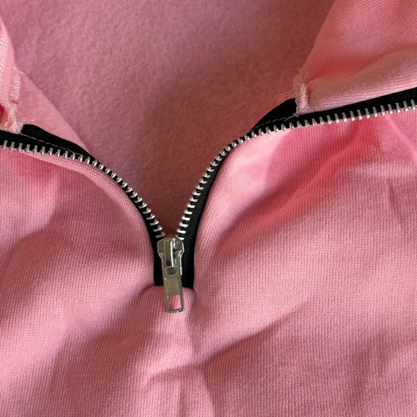 Women's Pink 1/4 Zip High Neck Sweatshirt Size Medium #260635 - Image 7