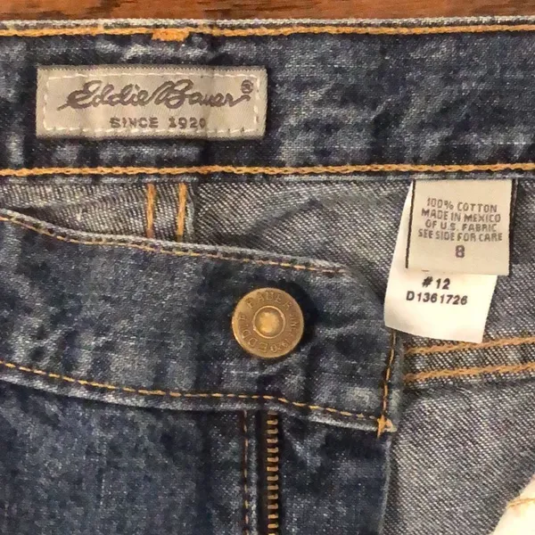 Vintage EDDIE BAUER Women’s Clamdigger Capris Vented Hem Denim Jeans Sz 8 - Image 11