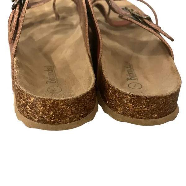 Björndal Sami Cognac Brown Strappy Cork Arch Support Slip on Sandals Sz 7 - Image 7