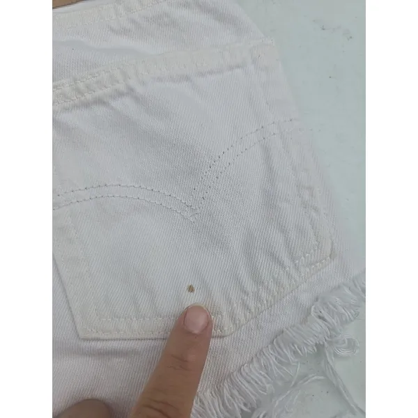 Levi’s 501 Vintage Cut Off Shorts White Distressed Made in USA High Rise W30 Wm - Image 5