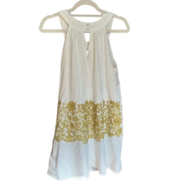 RYU White Green‎ Floral Embroidered Boho Sundress Sz L - Image 2