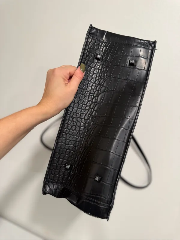 BEIS The Work Tote in Black Croc-Embossed Faux Leather - Image 13