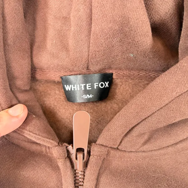 White Fox Love you regardless brown full zip cropped hoodie. Size S/M athleisure - Image 2