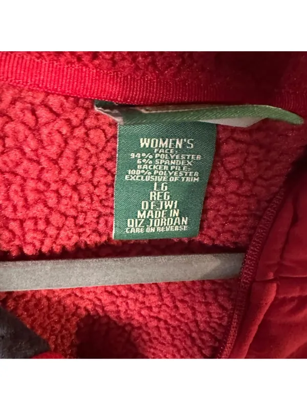 L.L. Bean Women’s Large Red Jacket Colorblock Fleece Lined Outdoor Hiking Cabin - Image 2