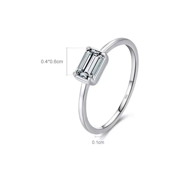 NEW Emerald‎ Cut 5A CZ Ring | Rhodium 925 Sterling Silver, 6 - Image 8