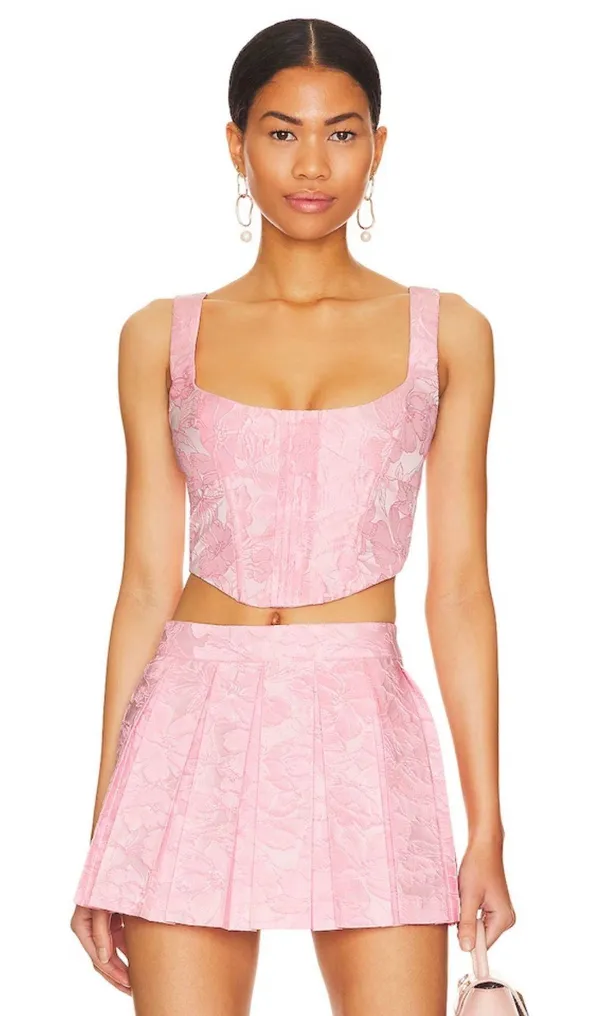 For Love & Lemons NWT Mira Crop Top in Pink - Image 9