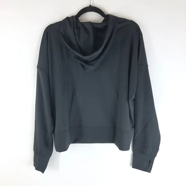 Ideology Womens Hoodie Pullover Pockets Thumbholes Black L - Image 2