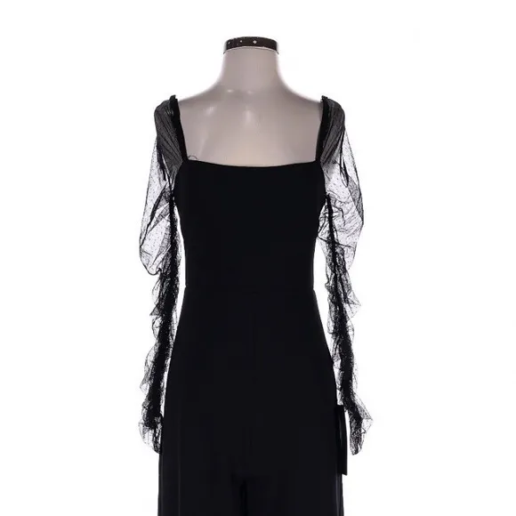 Lulus Black Made to Amaze Dotted Mesh Jumpsuit Small Gothic Cocktail Party - Image 5