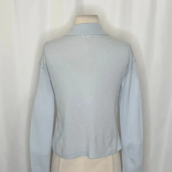 Anthropologie PILCRO The Jensen‎ Cashmere Crop Polo Sweater Soft Sea Dog X-Small - Image 9