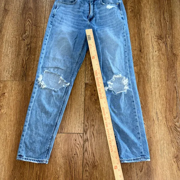 American Eagle Distressed Mom Jeans Size‎ 2 High Rise Stretch Waistband boho - Image 5