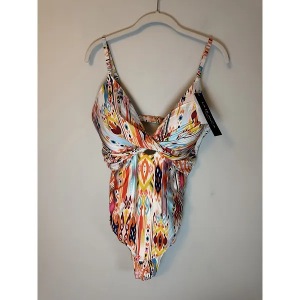 LA BLANCA 'Desert Dream' Twist Keyhole 1-Piece Swimsuit Size 14 Multi $130 NWT - Image 5
