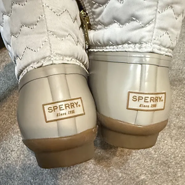 Sperry Women's White and Tan Lace Up Duck Boots Size 7.5 - Image 13