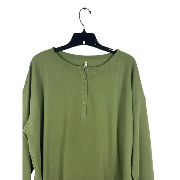 Halara Womens Green Henley Top Long Sleeve Soft Stretch Casual Lounge 2x - Image 4