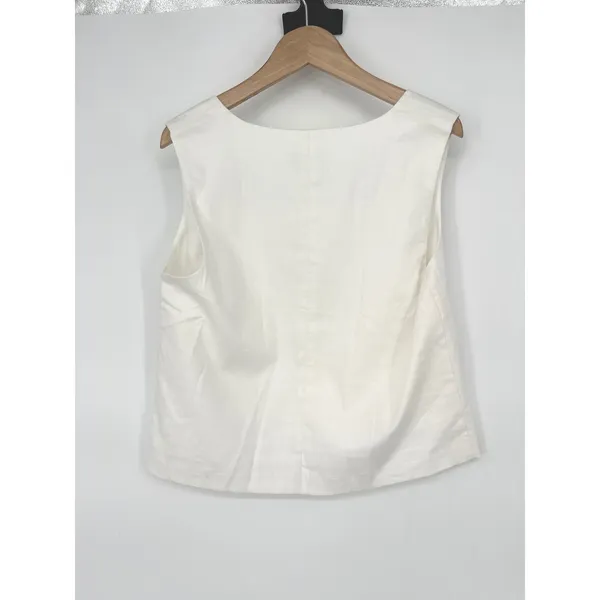 Banana Republic Linen Blend Top Women XS White Square Neck Tank Shell Minimalist - Image 3