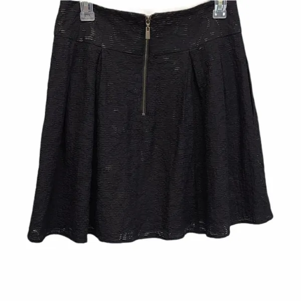 Nanette Lepore Black Jacquard Pleated Mini Skirt Back Zipper‎ Size 8 - Image 5