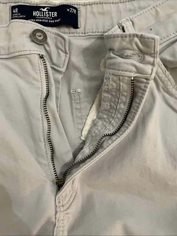 Hollister Ultra High-Rise Dad Pant Womens Sz 4R W27 Gray Cargo Stretch - Image 10