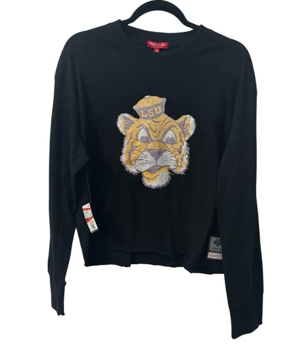NWT! Mitchell & Ness Louisiana State University Glitter Crop Crewneck - Size L - Image 2
