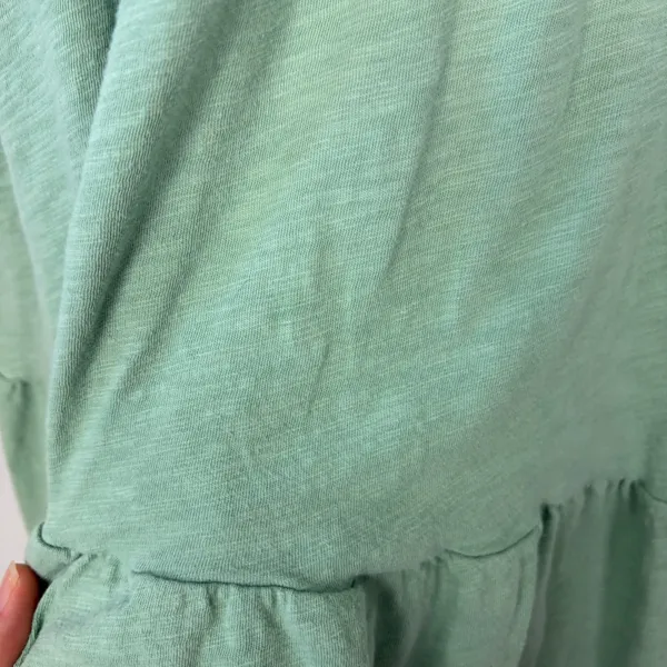 Gap T-Shirt Dress Green Crewneck Short Sleeve Tiered Skirt Side Pockets Size XS - Image 5