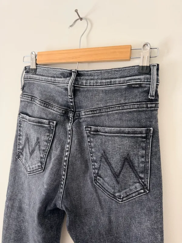 Mother High Waisted Rascal Snippet Ankle Jeans Washed Black - Image 10