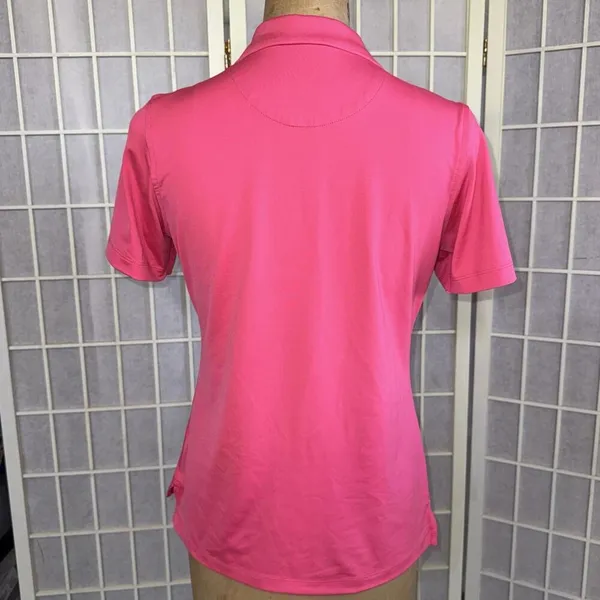 Magnolia Lane Tech Masters‎ Solid Pink Preppy Designer Athletic Polo Golf Shirt - Image 4