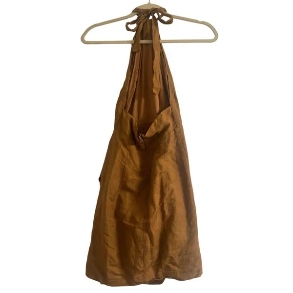 ✨Bardot Goddess Halter Linen Tan Sz 2 Dress✨ - Image 4