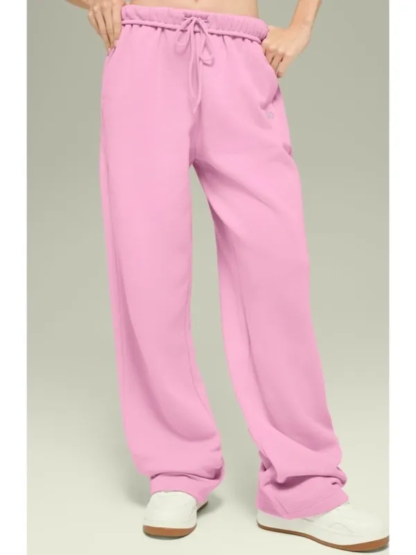 Alo Accolade Straight Leg Sweatpants Candy Heart Pink High-Rise Waist Joggers S - Image 4
