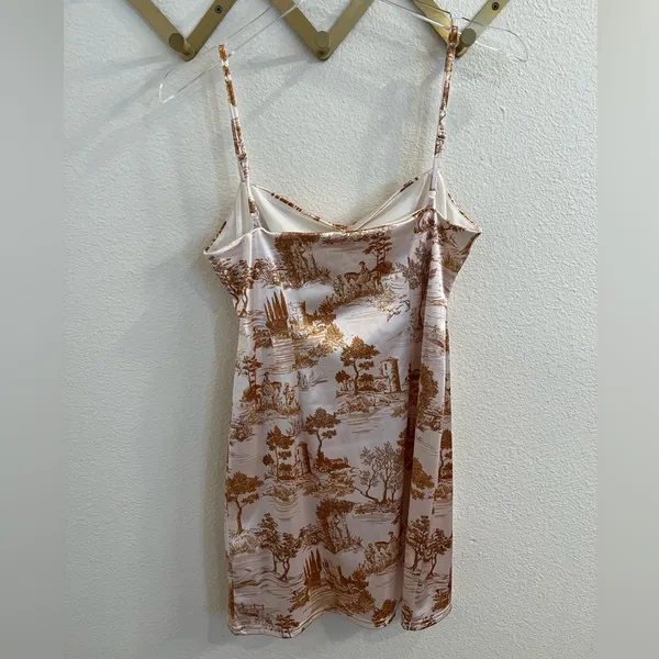 Urban Outfitters Toile Printed Sateen Mini Dress Amber White Large - Image 7