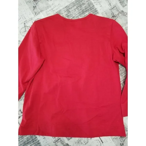 Bobbie Brooks Womens Ugly Holiday Christmas Card Red Sweatshirt Size Medium 8/10 - Image 3