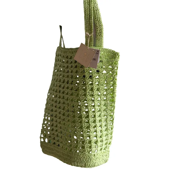 NWT Sol & Mer Lime Raffia Tote | Woven Beach Bag | Resort Vacation Market Tote - Image 5