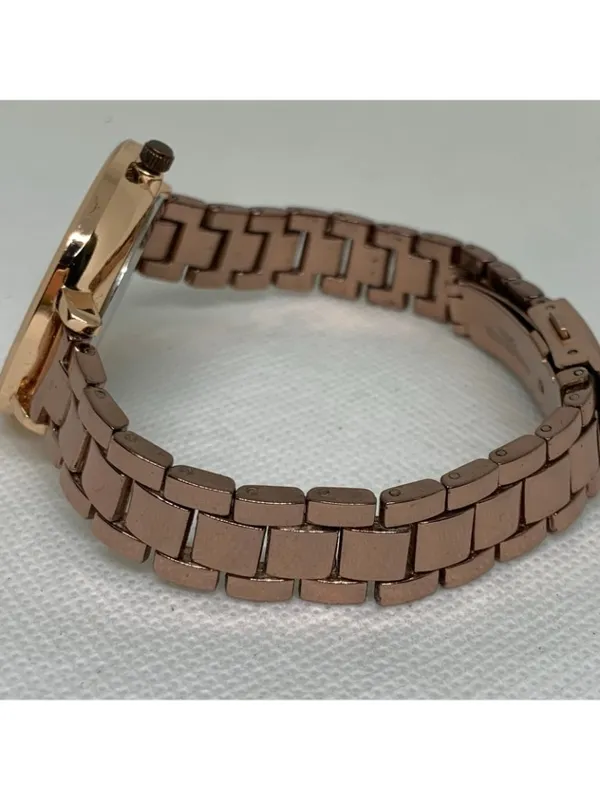 Accutime women’s watch brown tone quartz analog 35mm links bracelet running - Image 4