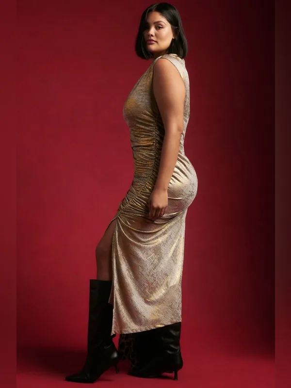 Anthropologie The Maya Ruched Cowl-Neck Dress: Shine Edition - Image 2