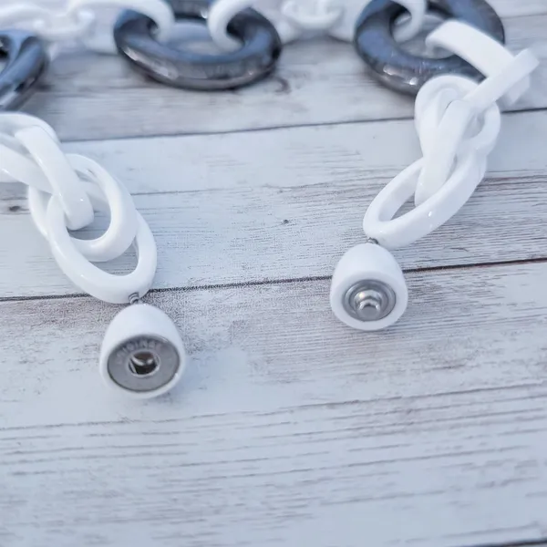 Vintage Statement Necklace Stunning Chunky White & Grey - Image 6