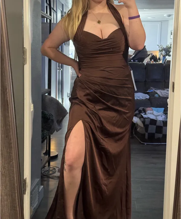Azazie Brown bridesmaid dress - Image 3